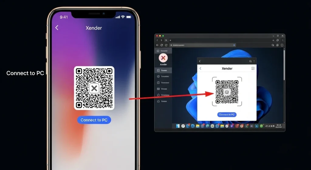 Xender Web — iPhone connecting to PC browser