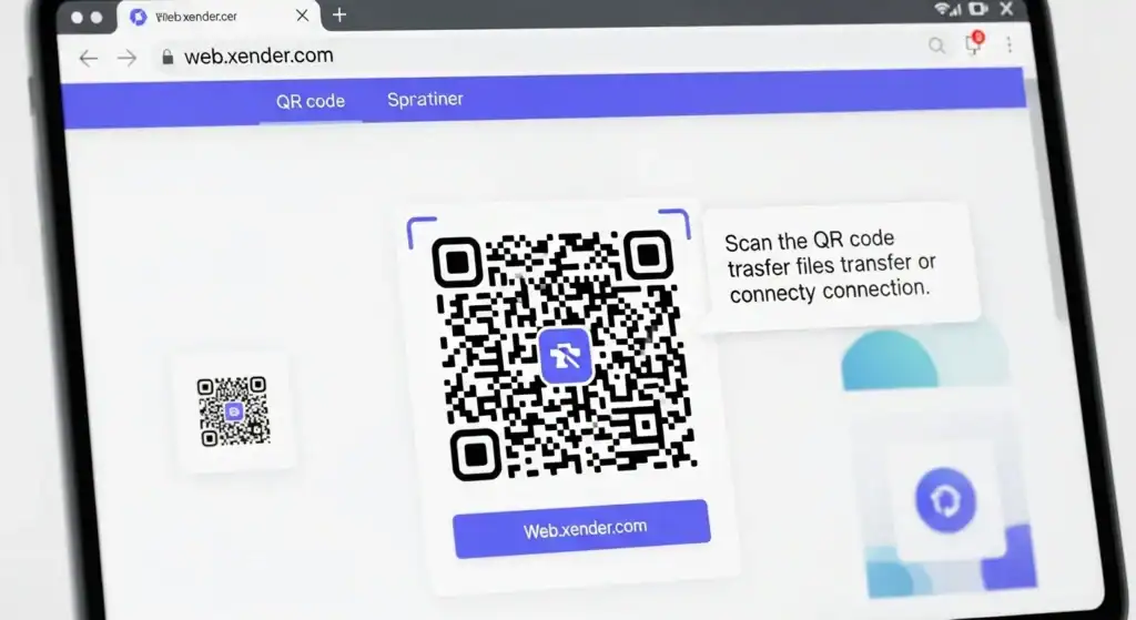 Xender Web QR code interface on PC browser