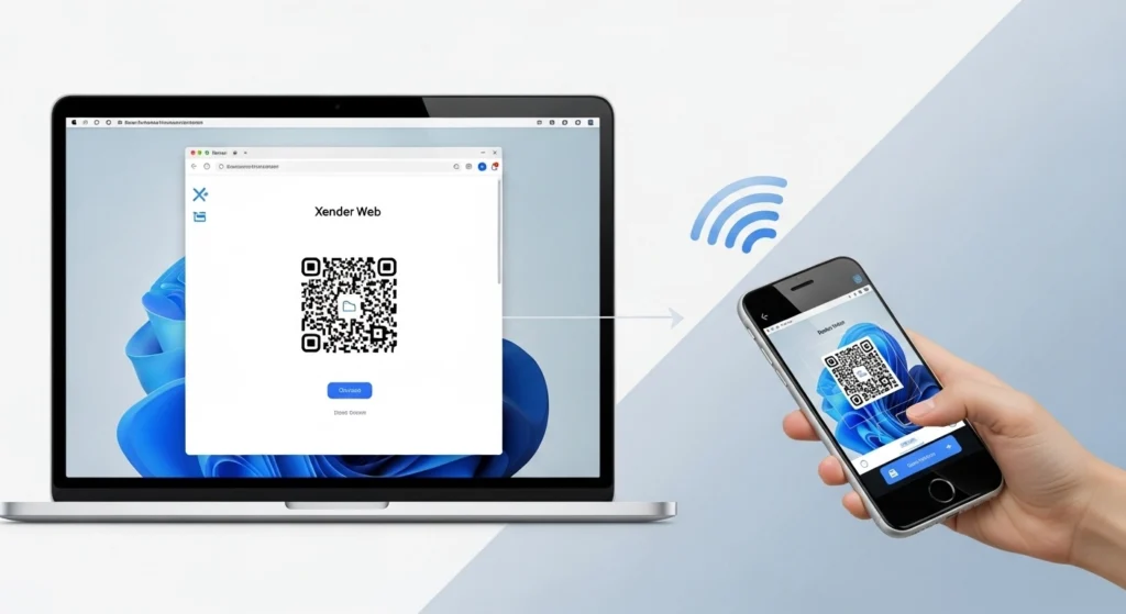 Xender Web wireless connection between laptop and smartphone