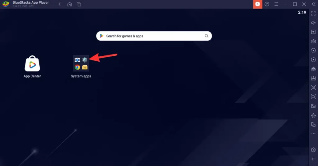 installation of the Xender app from the Google Play Store using bluestack 