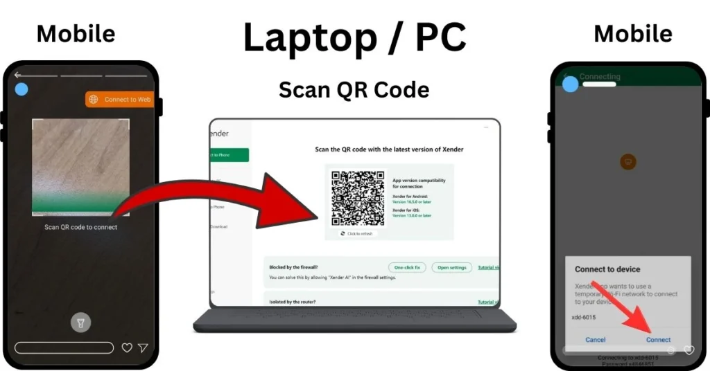 xender web QR code scan